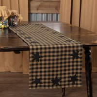 Country Primitive Black Star Woven Table Runner