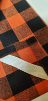 Primitive Black and Orange Tea Towel