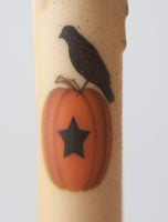 Pumpkin and Crow Timer Taper Candle