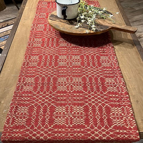 Country Primitive Nantucket Red Tan Table Runner 56"