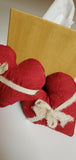 Primitive Red Quilted Heart Bowl Fillers with Cheesecloth
