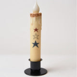 Country Primitive Red White Blue Stars Timer Taper Candle 7"
