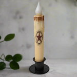 Red Star and Berries Timer Taper Candle 7 Inch