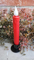 Country Primitive Red Led Timer Taper Candle 7"