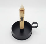 Primitive Black Round Taper Candle Holder with Sides