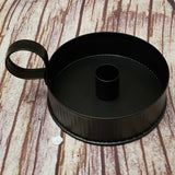 Primitive Black Round Taper Candle Holder with Sides