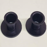 Set of 2 Round Primitive Taper Candle Holders - Black