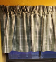 Country Farmhouse Sage Green & White Plaid Stripe Valance