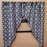 Colonial Primitive Gettysburg Blue Cream Savannah Swag Curtain