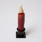 Country Primitive Burgundy Led Timer Taper Candle 4.5"