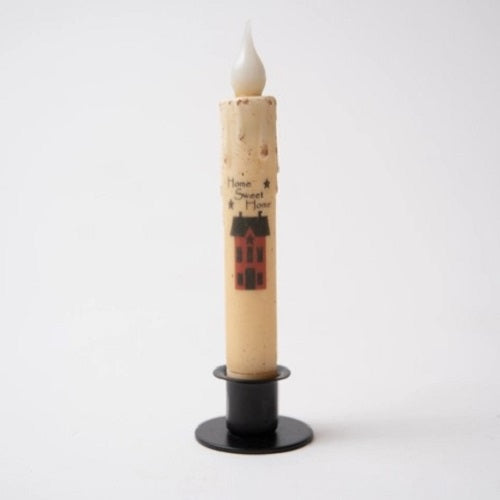 Country Primitive Saltbox House Led Timer Taper Candle 7"
