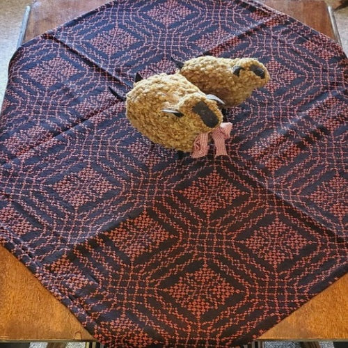 Primitive Nantucket Black Rust Orange Table Square Coverlet Tablecloth