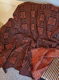 Primitive Nantucket Black Rust Orange Table Square Coverlet Tablecloth