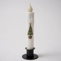 Primitive Grinch Christmas Tree Timer Taper Candle 7" White