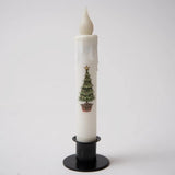 Primitive Grinch Christmas Tree Timer Taper Candle 7" White