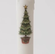 Primitive Grinch Christmas Tree Timer Taper Candle 7" White