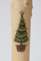 Primitive Grinch Christmas Tree Timer Taper Candle 7" Cream