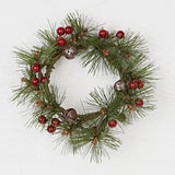 Jingle Bell Brush Pine & Berries Candle Ring - 3.5"