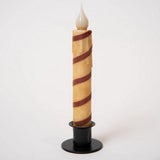 Diamond Dusted Candy Cane Striped Timer Taper Candle 7" Grungy