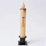 Snowman Face Led Timer Taper Candle 7" Cream