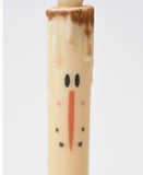 Snowman Face Led Timer Taper Candle 7" Cream