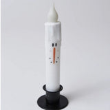 Snowman Face Led Timer Taper Candle 7" White