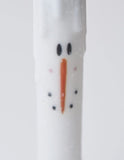 Snowman Face Led Timer Taper Candle 7" White