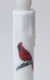Christmas Cardinal Timer Taper Candle 7" White