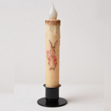 Country Primitive Flopsy Bunny with Pink Flowers Timer Taper Candle 7"