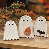Set/3 Country Primitive Wooden Ghost & Friend Shelf Sitters