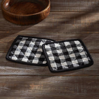 Set of 2 Black White Check Pot Holders