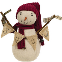 Country Primitive Snowman Doll With Snow Banner