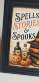 Primitive Spells Stories & Spooks Framed Halloween Print
