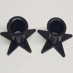 Set of 2 Star Primitive Taper Candle Holders - Black