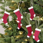 6 Wool Felt Stocking Ornaments