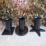 Country Primitive Black Metal Iron Taper Candle Holder Round Star or Square