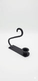 Country Primitive Black Iron Taper Candle Holder with Curved Handle