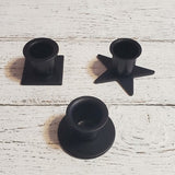 Country Primitive Black Metal Iron Taper Candle Holder Round Star or Square