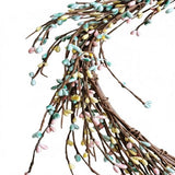 Primitive Teal Pink and Yellow Pip Berry Garland 55 Inch