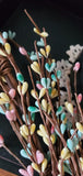 Primitive Teal Pink and Yellow Pip Berry Garland 55 Inch
