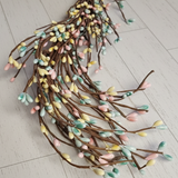 Primitive Teal Pink and Yellow Pip Berry Garland 55 Inch