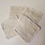 4 Country Farmhouse Sage Green Ticking Rag Coasters