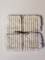 4 Country Farmhouse Sage Green Ticking Rag Coasters