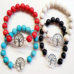 Stone Tree Of Life Beaded Stretch Bracelet