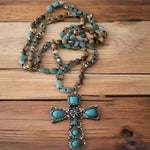 Turquoise Beaded Cross Necklace