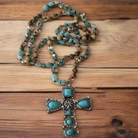 Turquoise Beaded Cross Necklace