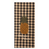 Primitive Black Check Kitchen Towel Pineapple Welcome Friends