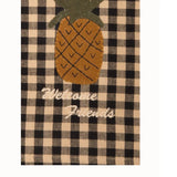 Primitive Black Check Kitchen Towel Pineapple Welcome Friends