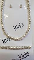 Girls 3PC Pearl Bracelet Necklace & Earring Set