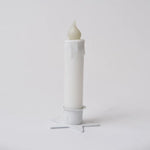 Country Primitive White Led Timer Taper Candle 7"